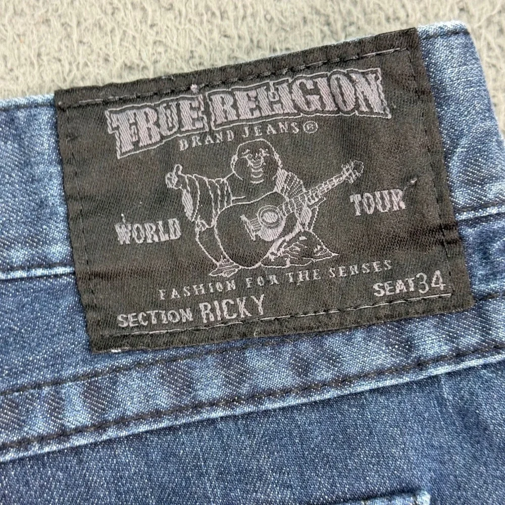 True Religion Ricky Jeans Mens 42 Blue Straight Leg Made in USA Denim
